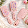 Personalised Birth Flower Paddle Hair Brush – Gift for Her – Feminine Charm in Full Bloom