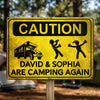 Custom Metal Sign – Personalised Birthday Gift for Campers – Camping Caution