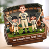 Personalised 2-Layer Wooden Plaque – Father’s Day & Birthday Gift for Dad, Grandpa – Our Favourite Player Calls Us Family