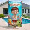 Personalised Beach Towel - Summer Vacation And Travel Gifts For Kids - Stay Chill, Pool Thrills