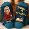 Personalised Crew Socks - Bookish Gifts For Book Lovers, Bookworms, Readers - Leave Me Alone, I’m Bonding With Fiction