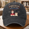 Personalised Vintage Washed Denim Cap - Birthday Gift for Cat Lovers or Cat Dad - My Pet My Joy