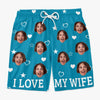 Personalised Photo Men Beach Shorts - Summer Vacation And Travel Gifts For Husband - Sunsets, Ocean & My Wife