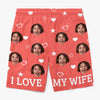 Personalised Photo Men Beach Shorts - Summer Vacation And Travel Gifts For Husband - Sunsets, Ocean & My Wife
