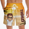 Personalised Photo Men Beach Shorts - Summer Vacation And Travel Gifts For Husband & Wife - Adventure Begins This Summer