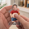 Custom Photo Dad Bod Belly Squishy Acrylic Keychain - Personalised Father's Day Funny Gifts For Dad, Grandpa - Dad Bod In Progress