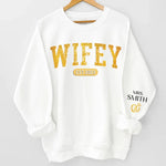 Mrs Est - Couple Personalized Custom Unisex Sweatshirt With Design On Sleeve - Gift For Husband Wife, Anniversary