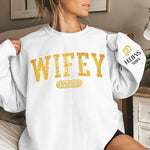 Mrs Est - Couple Personalized Custom Unisex Sweatshirt With Design On Sleeve - Gift For Husband Wife, Anniversary