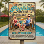 Custom Home Decor Metal Sign - Personalized Anniversary Wedding Gifts For Husband And Wife, Him And Her - Poolside Vibes Only