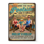 Custom Home Decor Metal Sign - Personalized Anniversary Wedding Gifts For Husband And Wife, Him And Her - Poolside Vibes Only