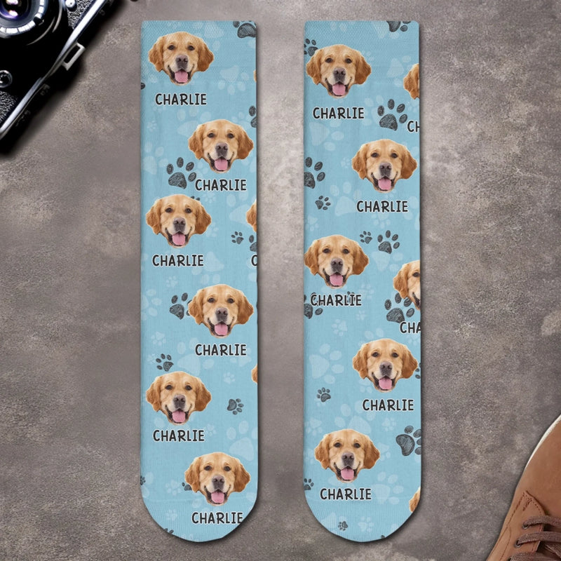 Custom Photo Middle Tube Socks - Personalized  Birthday Gifts For Dog Cat Lovers, Dog Dad And Mom, Cat Owners - Professional Poop Picker