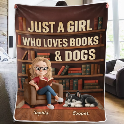 Custom Blanket - Personalized Christmas Bookish Gifts For Book Lovers, Bookworms, Dog Dad And Mom - Every Good Book Deserves A Furry Audience