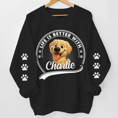 Custom Unisex Sweatshirt, Hoodie With Design On Sleeve - Personalized Birthday Gifts For Dog Lovers, Dog Dad And Mom - Best Life Companion