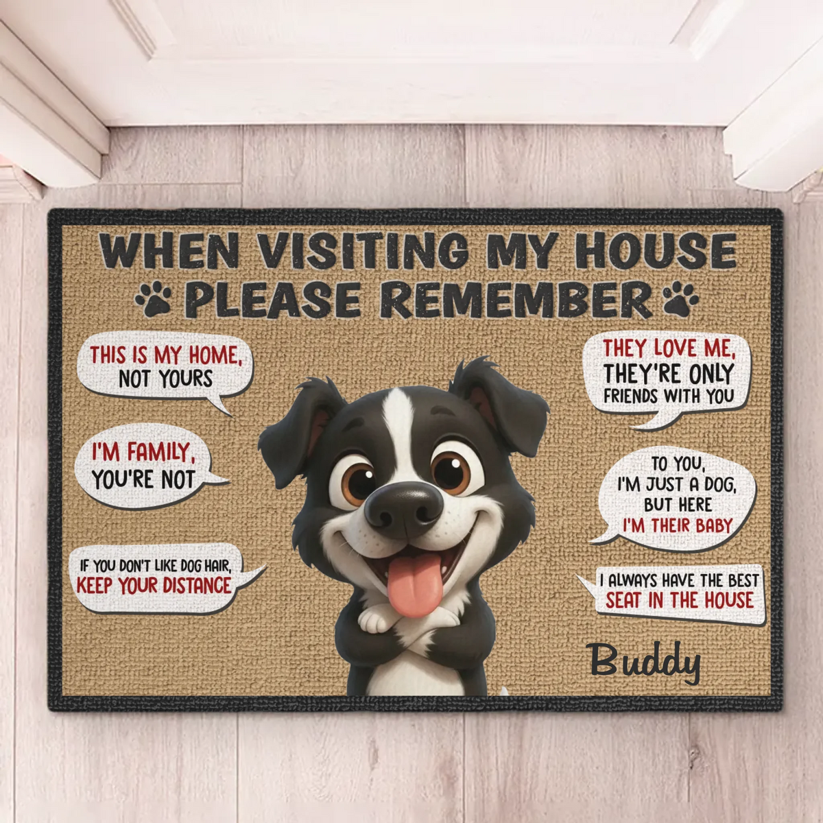 Custom Home Decor Decorative Mat - Personalized Birthday Gifts For Dog Lovers, Dog Dad And Mom - The Dogs Live Here