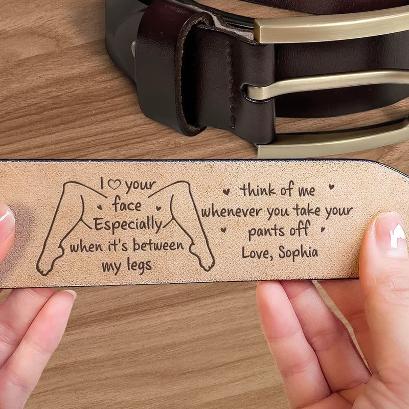 Custom Engraved Leather Belt - Personalized Anniversary Wedding Gifts For Husband And Wife, Him And Her - Our Hearts Stay Close