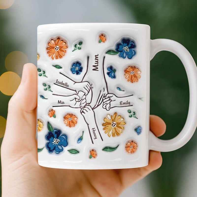 Custom 3D Inflated Effect Printed Mug - Personalized Mother's Day Birthday Gift For Mum, Grandma - Mum Holds Us All
