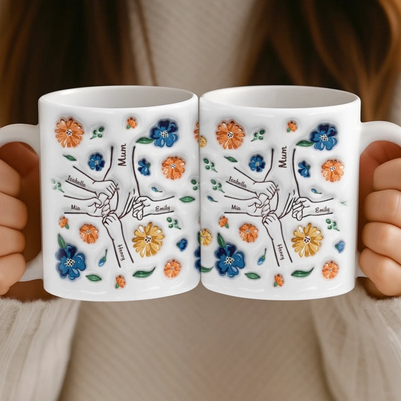 Custom 3D Inflated Effect Printed Mug - Personalized Mother's Day Birthday Gift For Mum, Grandma - Mum Holds Us All