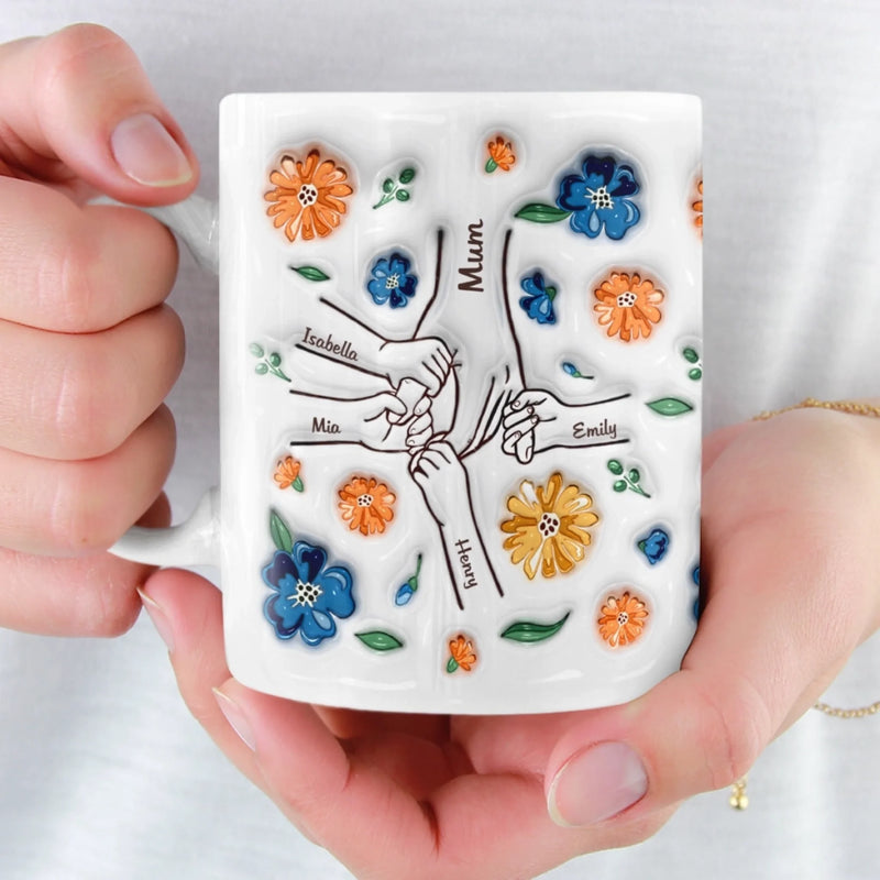 Custom 3D Inflated Effect Printed Mug - Personalized Mother's Day Birthday Gift For Mum, Grandma - Mum Holds Us All