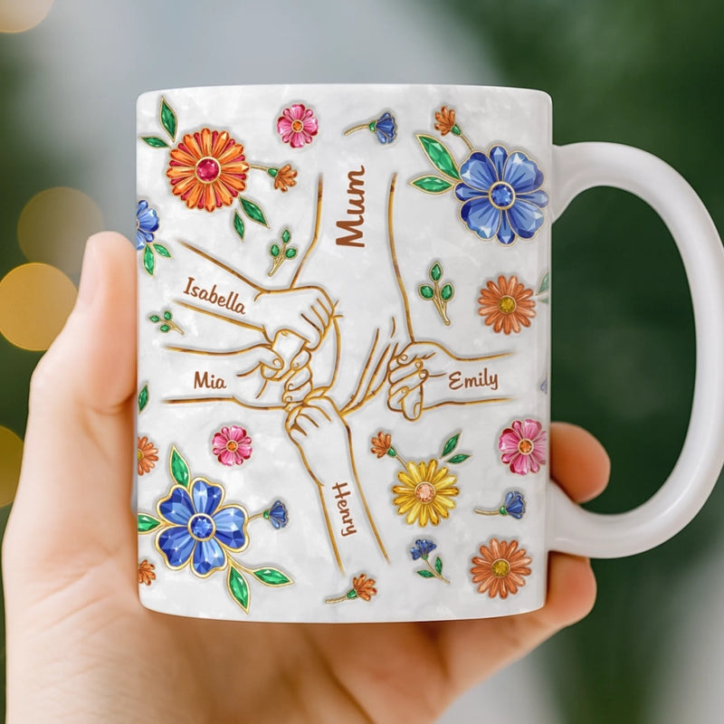 Custom 3D Inflated Effect Printed Mug - Personalized Mother's Day Birthday Gifts For Mum, Grandma - Family Always Holds Together
