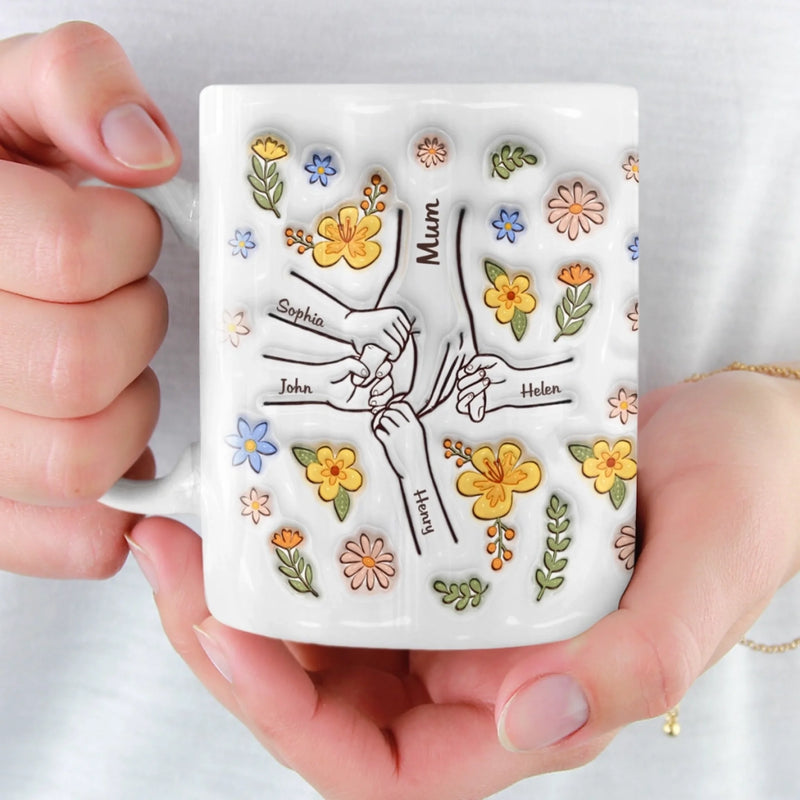 Custom 3D Inflated Effect Printed Mug - Personalized Mother's Day Gifts For Mum, Grandma - Her Love Shapes Generations