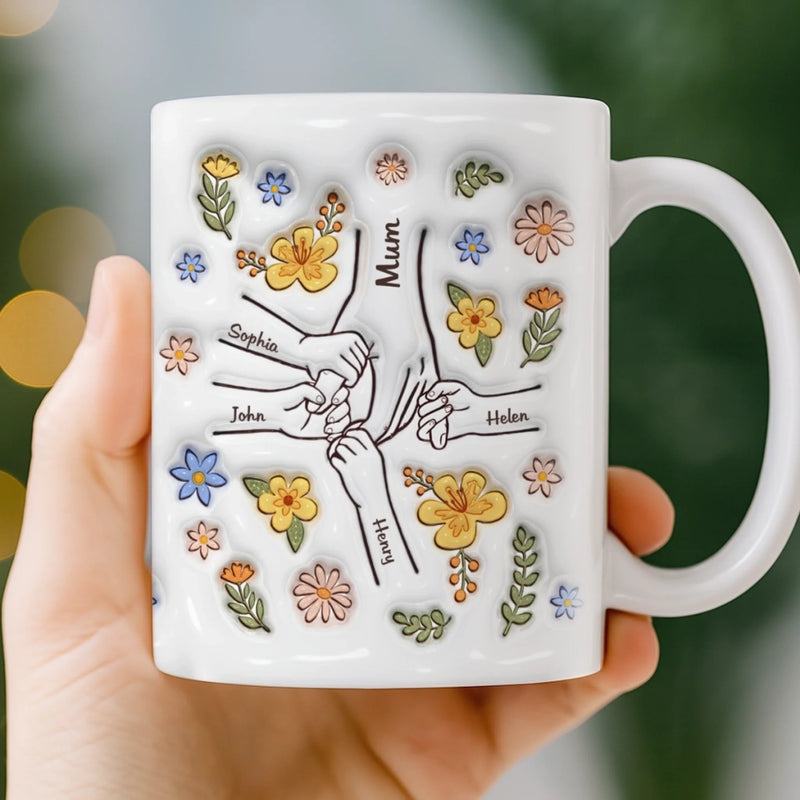 Custom 3D Inflated Effect Printed Mug - Personalized Mother's Day Gifts For Mum, Grandma - Her Love Shapes Generations
