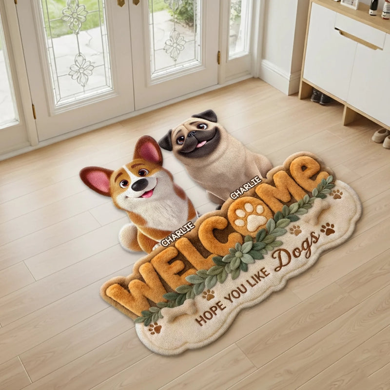 Custom Shaped Doormat - Personalized Birthday Gifts For Dog Lovers, Dog Dad And Mom - Welcome To Our Dog Home