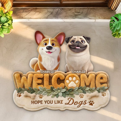 Custom Shaped Doormat - Personalized Birthday Gifts For Dog Lovers, Dog Dad And Mom - Welcome To Our Dog Home