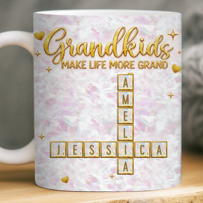 Custom Scrabble 3D Inflated Effect Printed Mug - Personalized Mother's Day Birthday Gifts For Mom, Grandma - Forever Loved By Grandma