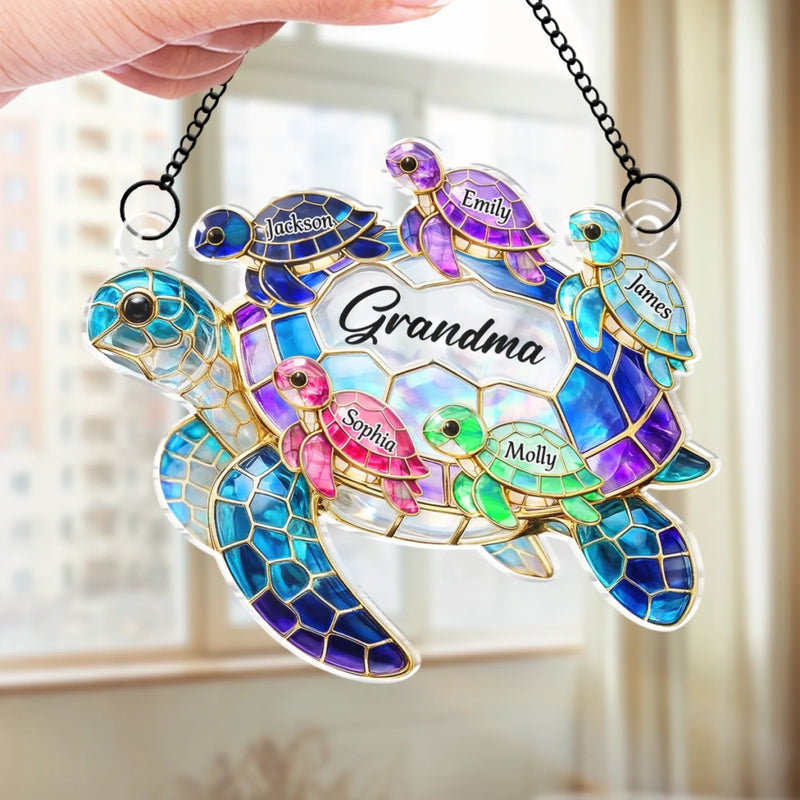 Custom Window Hanging Suncatcher Ornament - Personalized Mother's Day Birthday Gifts For Mom, Grandma - Love Shines Brighter Every Day