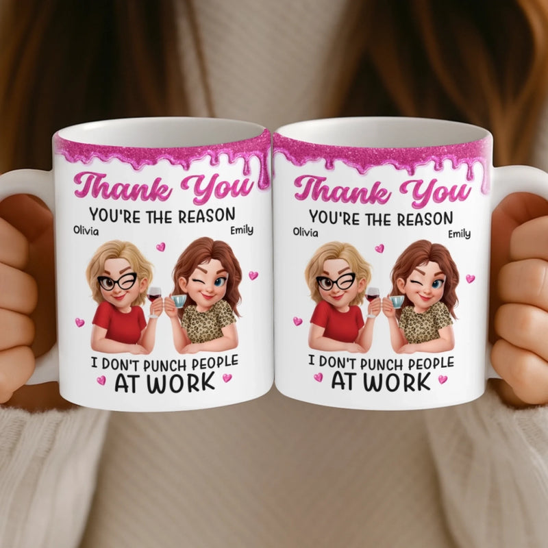 Custom 3D Inflated Effect Printed Mug - Personalised Retirement Gifts For Women, Friends, Sisters, BFF - You’re My Work Therapy