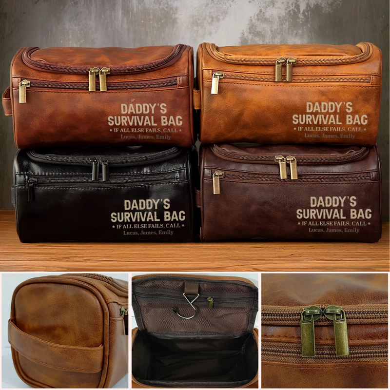 Personalised Leather Toiletry Bag – Birthday Gift for Dad or Grandpa – Generations Bound by Care