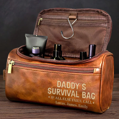 Personalised Leather Toiletry Bag – Birthday Gift for Dad or Grandpa – Generations Bound by Care
