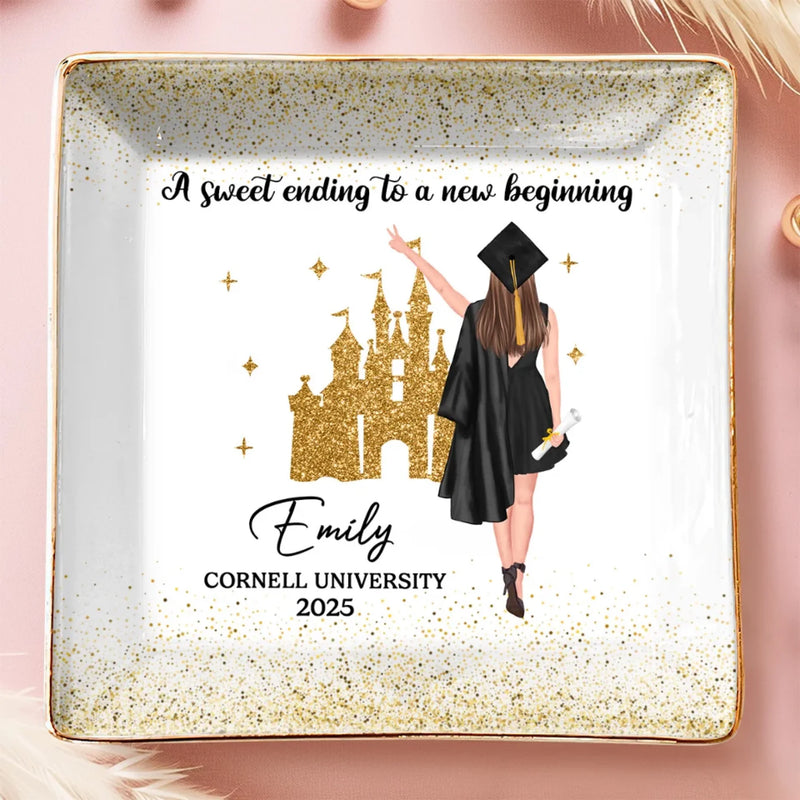 Personalised Jewellery Dish – Graduation Gift for Brother or Sister – A Sweet Ending to a New Beginning