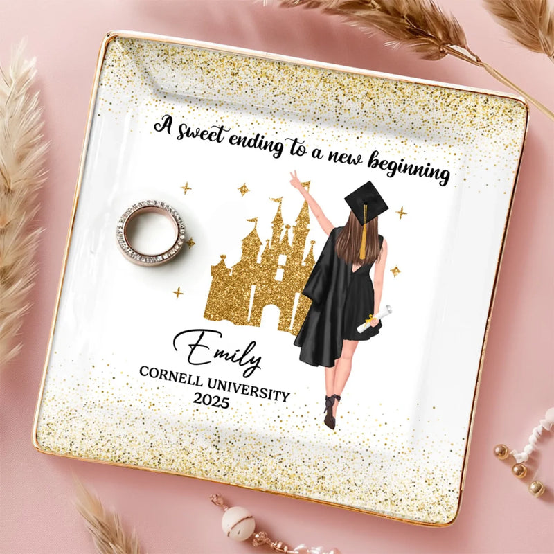 Personalised Jewellery Dish – Graduation Gift for Brother or Sister – A Sweet Ending to a New Beginning