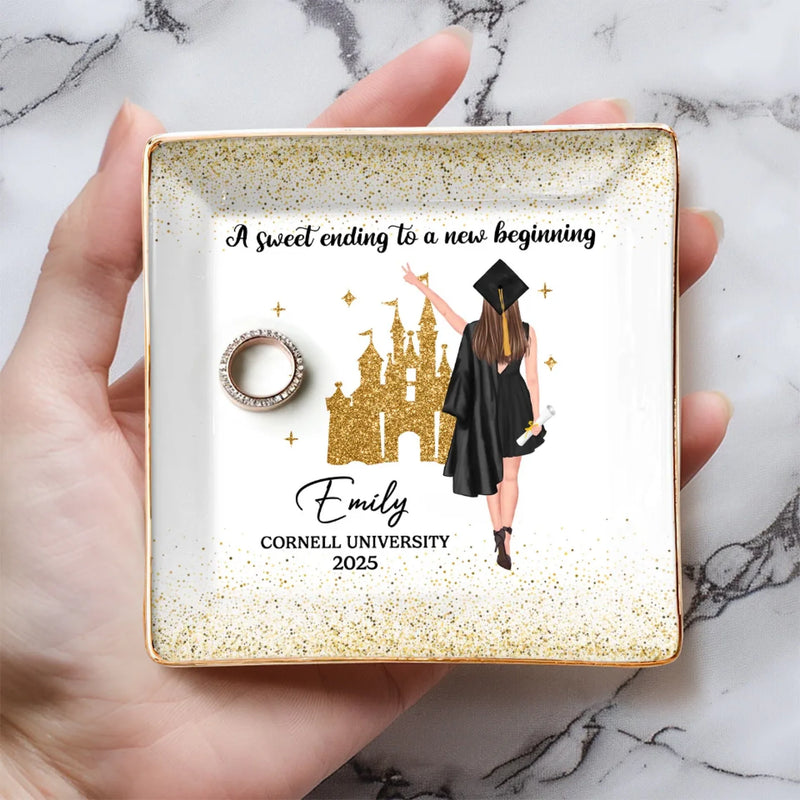 Personalised Jewellery Dish – Graduation Gift for Brother or Sister – A Sweet Ending to a New Beginning