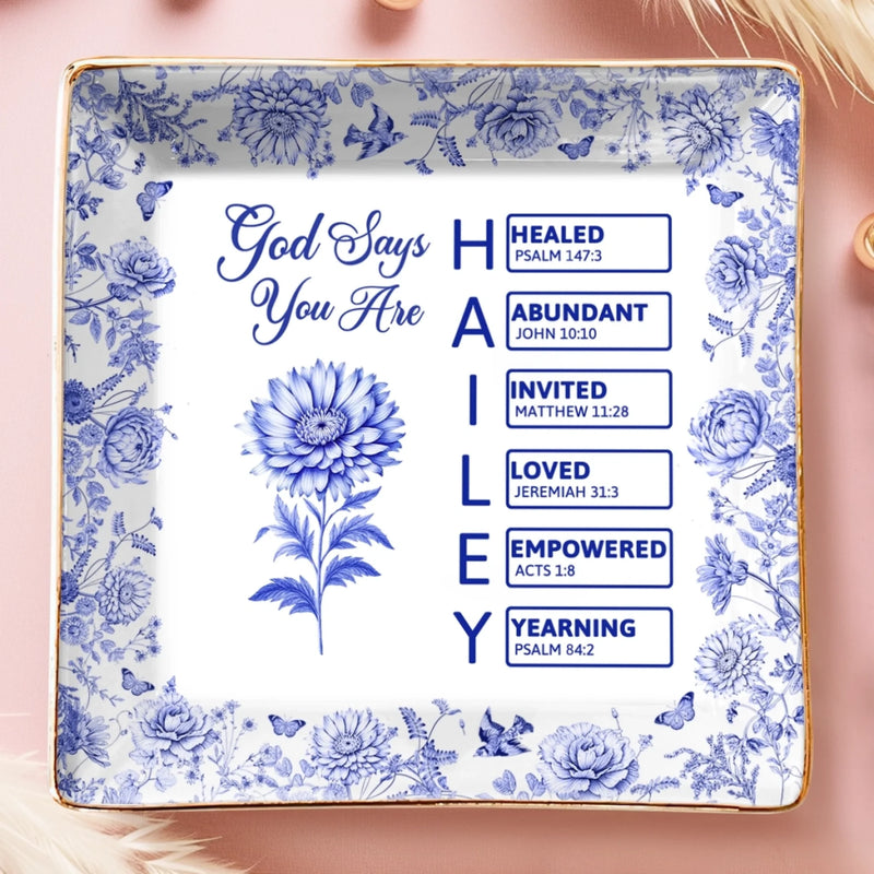 Personalised Jewellery Dish – Birthday Gift for Best Friend, Sister or BFF – Blessed and Loved