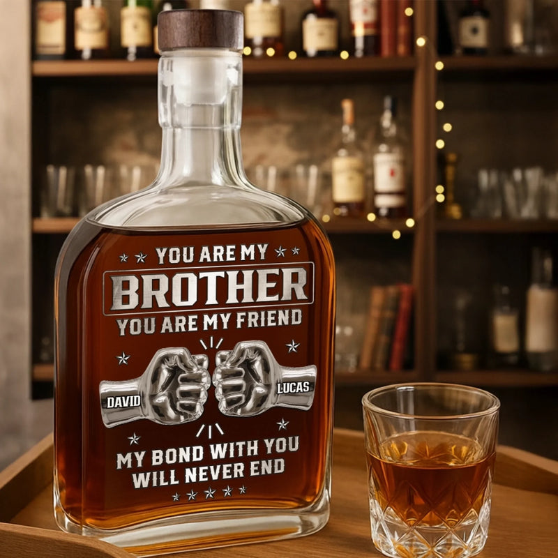 Personalised Whisky Bottle – Birthday Gift for Brother – Real Brotherhood Never Ends
