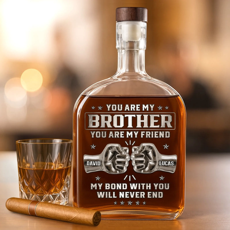 Personalised Whisky Bottle – Birthday Gift for Brother – Real Brotherhood Never Ends