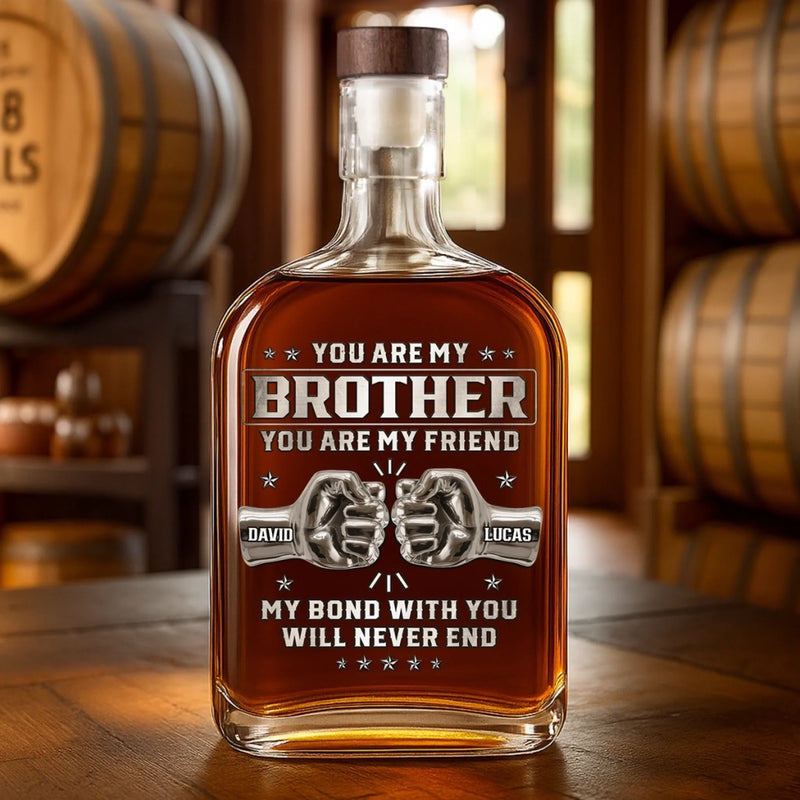 Personalised Whisky Bottle – Birthday Gift for Brother – Real Brotherhood Never Ends