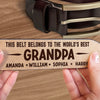 Personalised Engraved Leather Belt – Father’s Day Gift for Dad or Grandpa – Strong Roots, Strong Dad, Strong Love