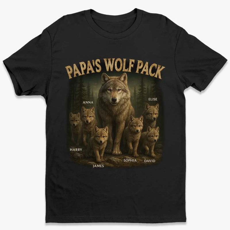 Personalised Unisex T-Shirt, Hoodie – Father’s Day & Birthday Gift for Dad, Grandad – Papa’s Wolf Pack