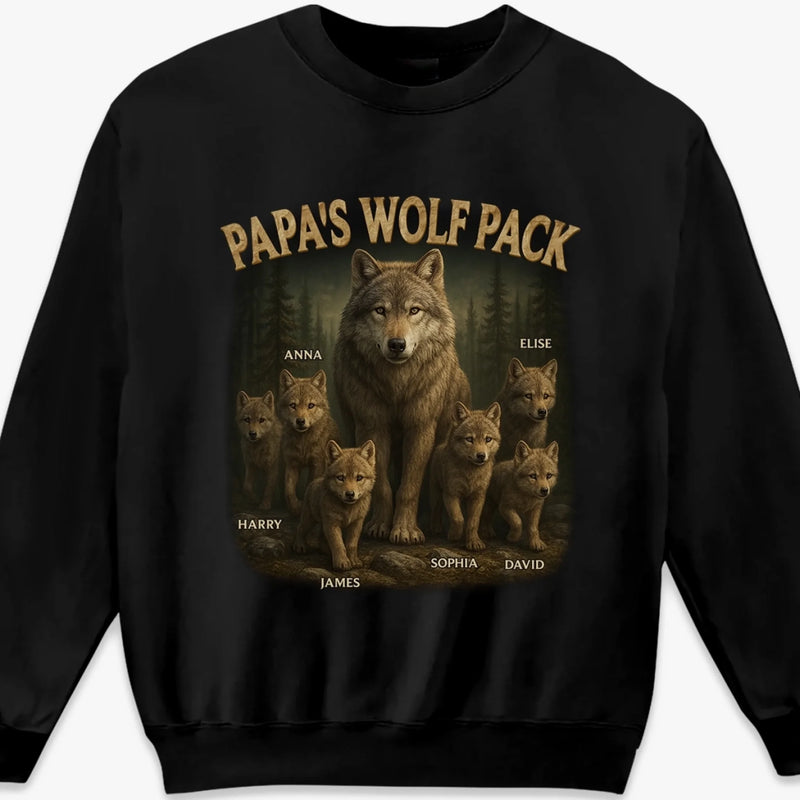 Personalised Unisex T-Shirt, Hoodie – Father’s Day & Birthday Gift for Dad, Grandad – Papa’s Wolf Pack