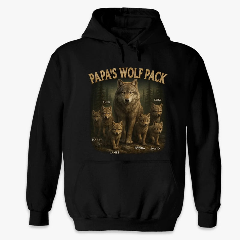 Personalised Unisex T-Shirt, Hoodie – Father’s Day & Birthday Gift for Dad, Grandad – Papa’s Wolf Pack