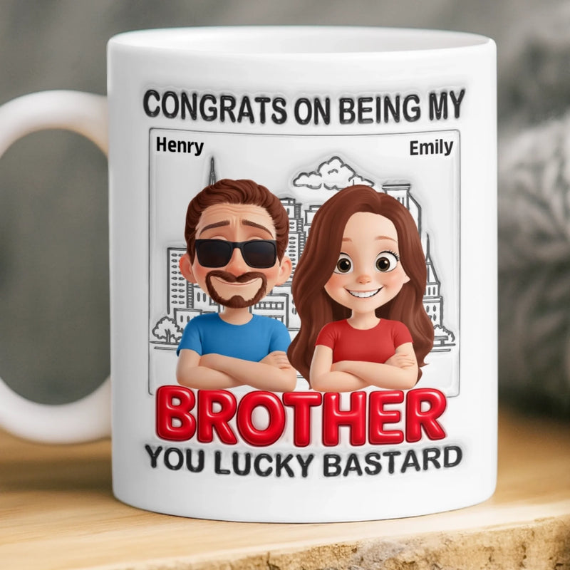 Personalised 3D Inflated Effect Printed Mug – Birthday Gift for Brother – Brothers Stand Side by Side