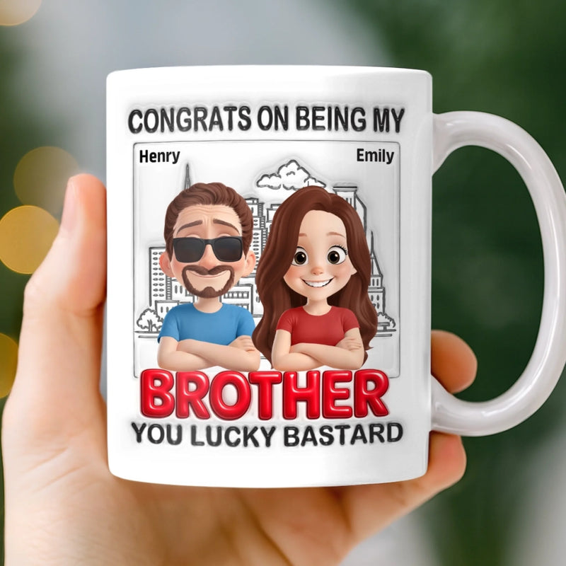 Personalised 3D Inflated Effect Printed Mug – Birthday Gift for Brother – Brothers Stand Side by Side