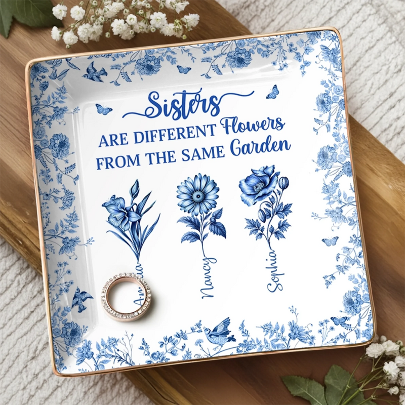 Personalised Jewellery Dish – Birthday Gift for Sister or Best Friend – A Garden Called Sisterhood