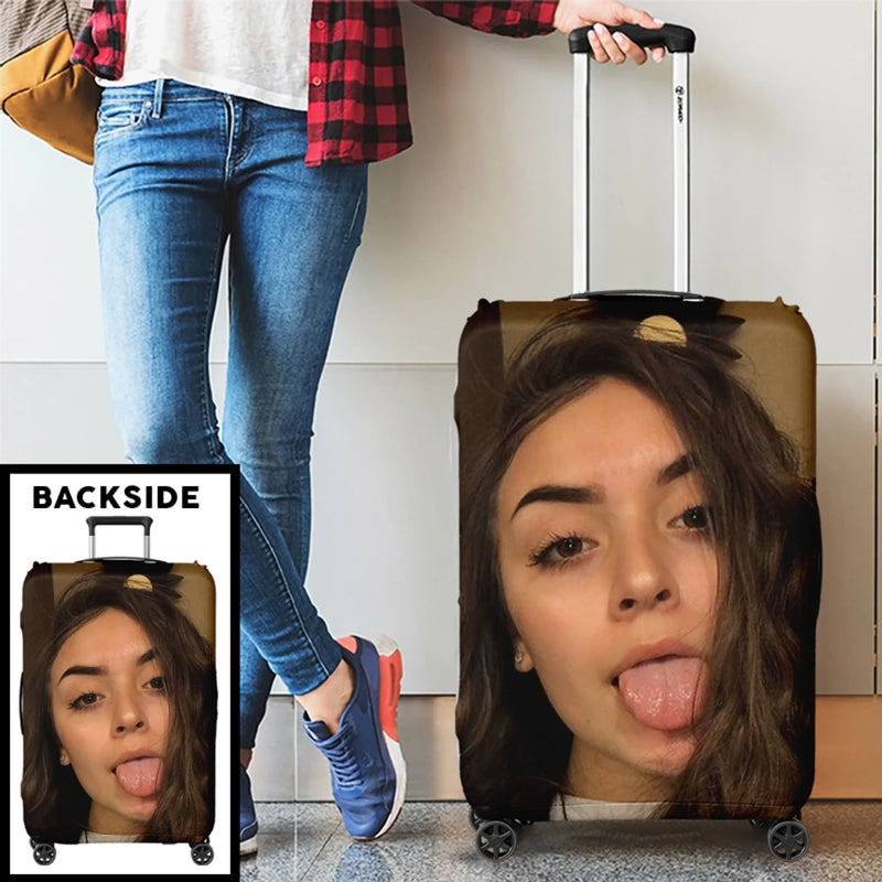 Personalised Photo Luggage Cover – Summer Holiday Gift for Travel Lovers – All You Need Is Love