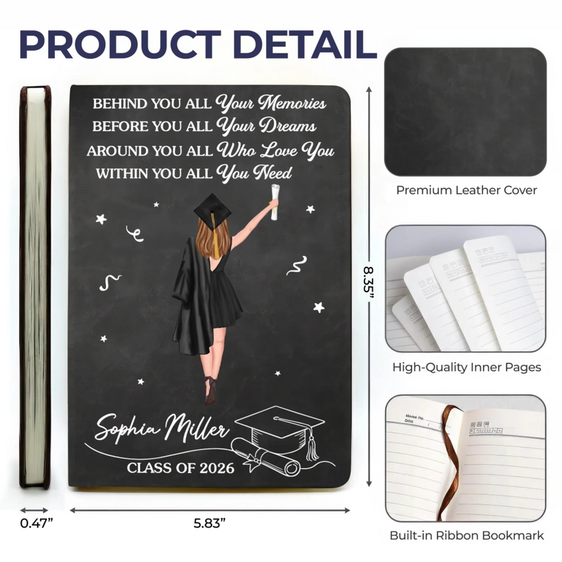 Personalised Leather Journal – Graduation Gift for Him or Her – The Future Is Written by You