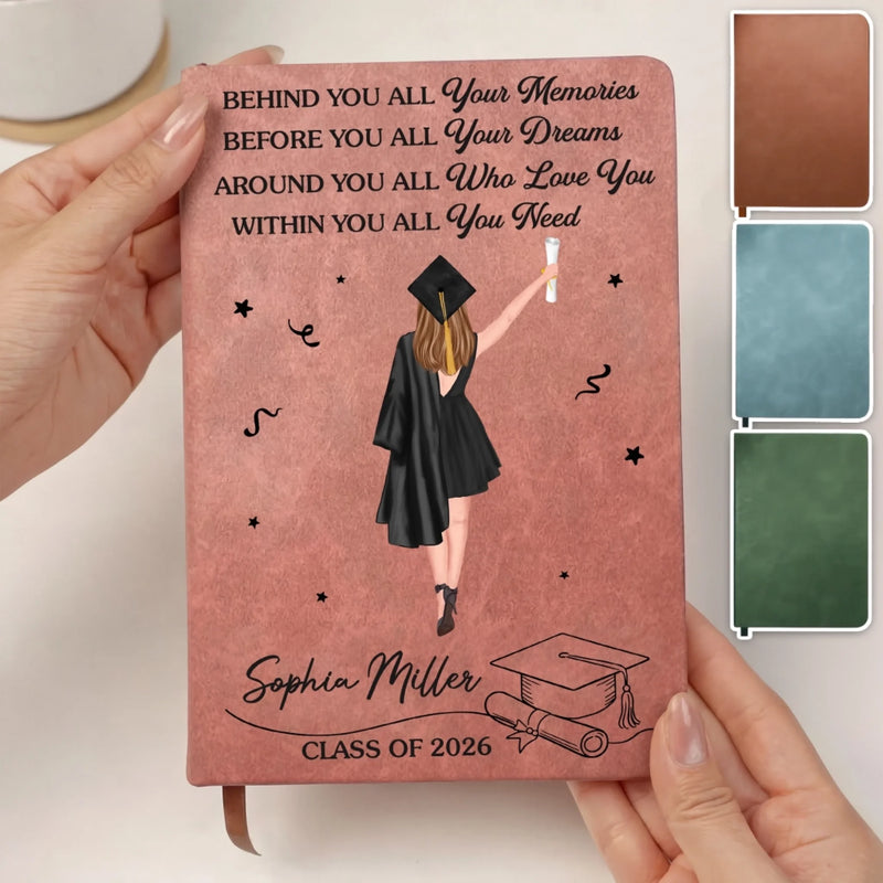Personalised Leather Journal – Graduation Gift for Him or Her – The Future Is Written by You