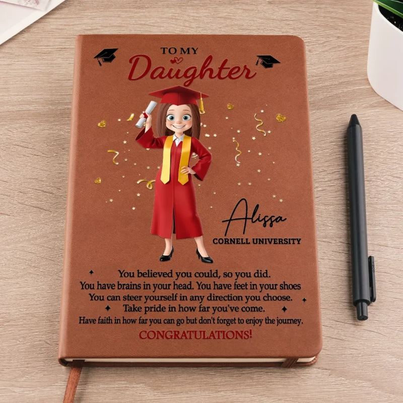 Personalised Leather Journal – Graduation Gift for Brother or Sister – Dream Big, Shine Bright